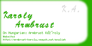 karoly armbrust business card